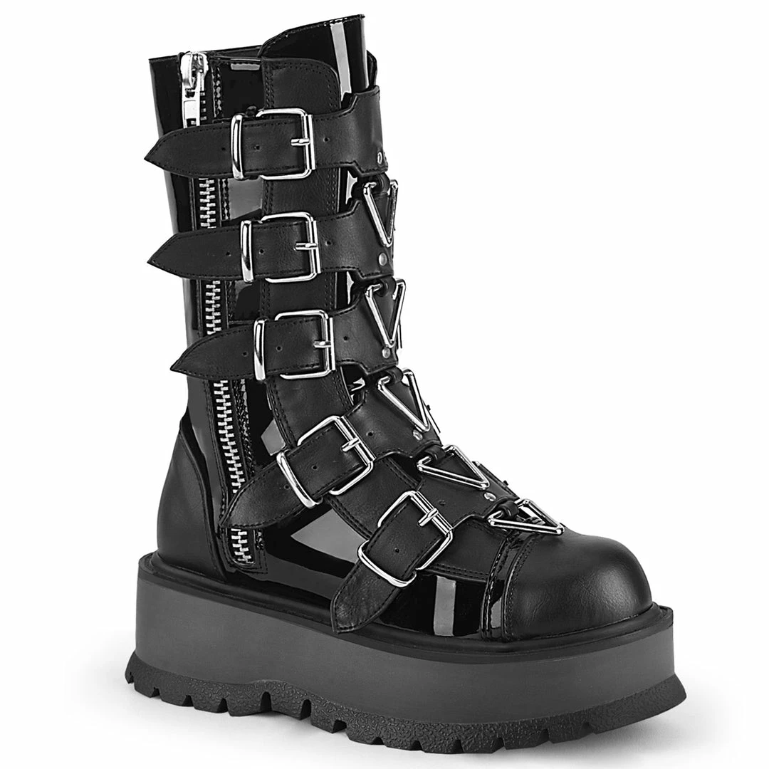 Demonia SLACKER-160 - Blk Pat-Vegan Leather Punk & Goth 3 Demonia SLACKER-160 - Blk Pat-Vegan Leather Punk & Goth