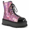 Demonia SLACKER-88 - Pink Hologram-Blk Pat