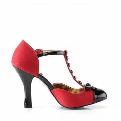 Pin Up Couture Vintage & Retro SMITTEN-10 - Red M. Suede-Blk Pat