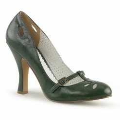 Pin Up Couture SMITTEN-20 - Forest Green Faux Leather Vintage & Retro