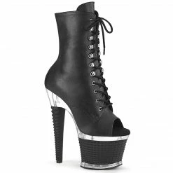 Pleaser Exotic Dancing SPECTATOR-1021 - Blk Faux Leather/Clr-Blk Matte