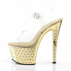 Pleaser STARDUST-708 - Clr/Gold Chrome Exotic Dancing