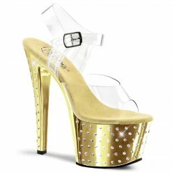 Pleaser STARDUST-708 - Clr/Gold Chrome Exotic Dancing