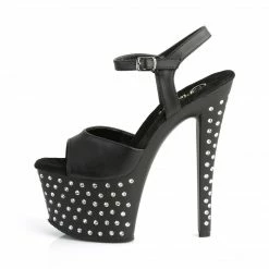 Pleaser Exotic Dancing STARDUST-709 - Blk Faux Leather/Blk Matte
