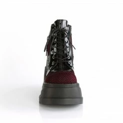 Demonia STOMP-18 - Blk Pat-Burgundy Velvet