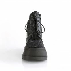 Demonia Punk & Goth STOMP-18 - Blk Vegan Leather-Grey Velvet