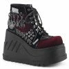Demonia STOMP-18 - Blk Pat-Burgundy Velvet