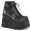 Demonia Punk & Goth STOMP-18 - Blk Vegan Leather-Grey Velvet