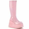 Demonia STOMP-200 - B. Pink Hologram Stretch Patent Punk & Goth