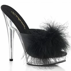 Fabulicious SULTRY-601F - Blk Pu-Marabou Fur/Clr