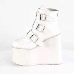 Demonia Punk & Goth SWING-105 - White Vegan Leather