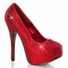 Bordello TEEZE-06R - Red Sain Rhinestones