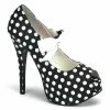 Bordello Burlesque TEEZE-25 - Blk Satin Pu-Wht (Polka Dots)