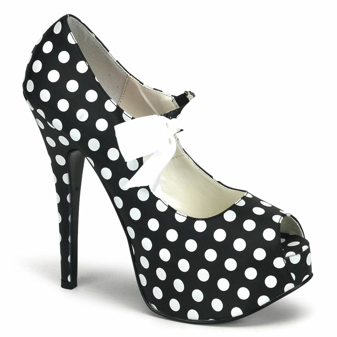 Bordello Burlesque TEEZE-25 - Blk Satin Pu-Wht (Polka Dots) 3 Bordello Burlesque TEEZE-25 - Blk Satin Pu-Wht (Polka Dots)