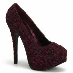Bordello Burlesque TEEZE-39 - Burgundy Floral Satin