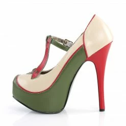 Bordello Burlesque TEEZE-43 - Cream-Olive Green Pu