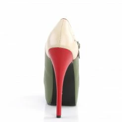 Bordello Burlesque TEEZE-43 - Cream-Olive Green Pu