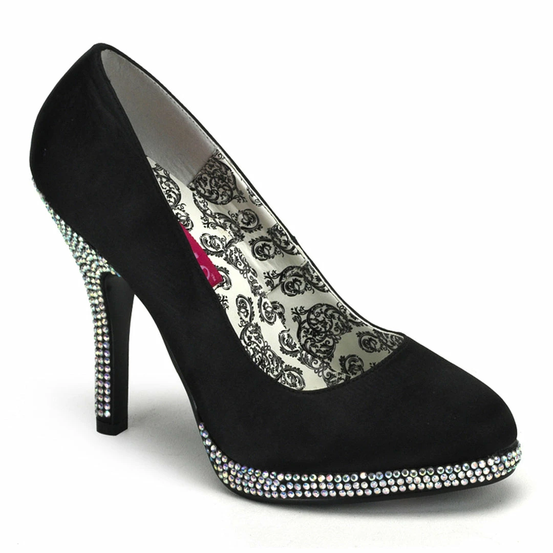 Bordello TEMPT-39 - Blk Satin-Iridescent Rhinestones 3 Bordello TEMPT-39 - Blk Satin-Iridescent Rhinestones