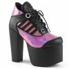 Demonia TORMENT-216 - Blk Vegan Leather-Pink Hologram Punk & Goth