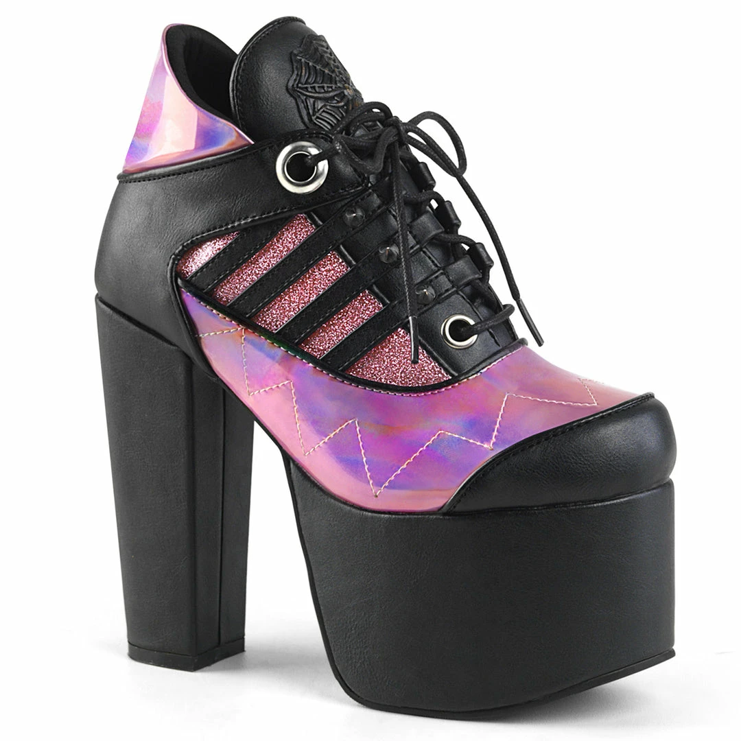 Demonia TORMENT-216 - Blk Vegan Leather-Pink Hologram Punk & Goth 3 Demonia TORMENT-216 - Blk Vegan Leather-Pink Hologram Punk & Goth