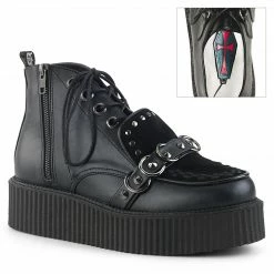 Demonia V-CREEPER-555 - Blk Vegan Leather-Faux Suede Punk & Goth