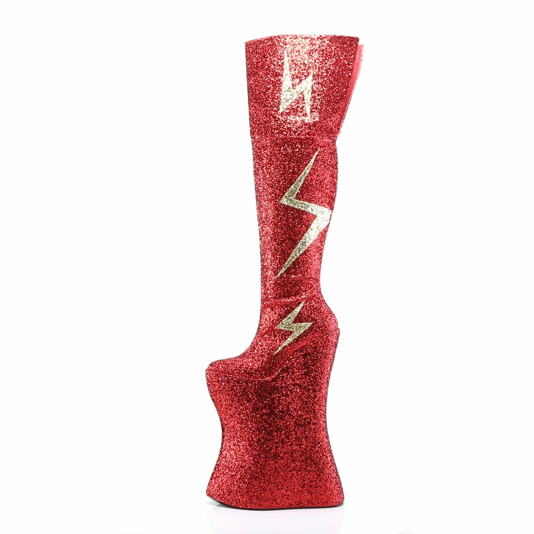 Pleaser Pink Label VIVACIOUS-3016 - Red-Gold Glitter 4 Pleaser Pink Label VIVACIOUS-3016 - Red-Gold Glitter
