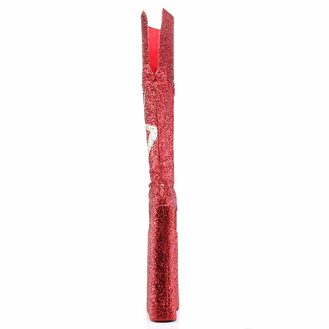 Pleaser Pink Label VIVACIOUS-3016 - Red-Gold Glitter 5 Pleaser Pink Label VIVACIOUS-3016 - Red-Gold Glitter
