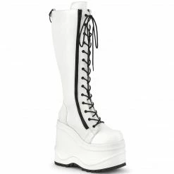 Demonia WAVE-200 - Wht Vegan Leather Punk & Goth