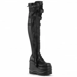 Demonia Punk & Goth WAVE-315 - Blk Stretch Vegan Leather