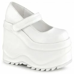 Demonia WAVE-32 - Wht Vegan Leather Punk & Goth