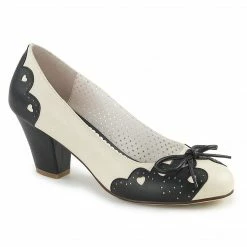 Pin Up Couture Vintage & Retro WIGGLE-17 - Blk-Cream Faux Leather