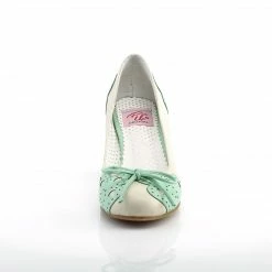 Pin Up Couture WIGGLE-17 - Cream-Mint Faux Leather