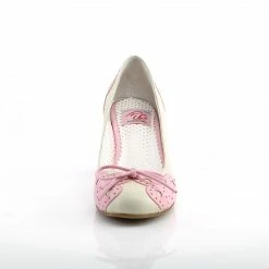 Pin Up Couture Vintage & Retro WIGGLE-17 - Cream-Pink Faux Leather