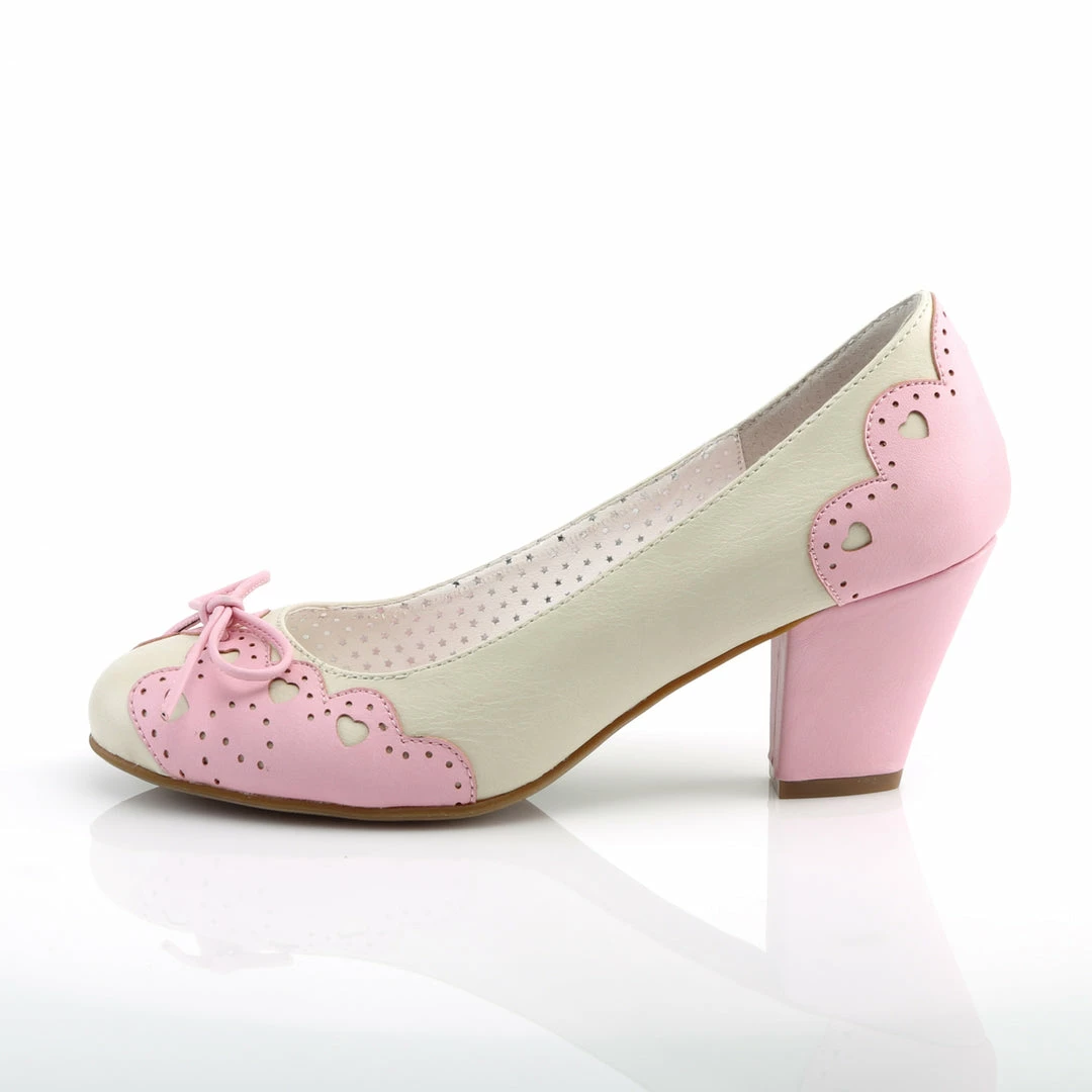 Pin Up Couture Vintage & Retro WIGGLE-17 - Cream-Pink Faux Leather 5 Pin Up Couture Vintage & Retro WIGGLE-17 - Cream-Pink Faux Leather