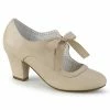 Pin Up Couture WIGGLE-32 - Beige Faux Leather Vintage & Retro