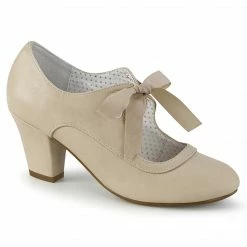 Pin Up Couture WIGGLE-32 - Beige Faux Leather Vintage & Retro