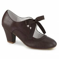 Pin Up Couture WIGGLE-32 - Dark Brown Faux Leather Vintage & Retro