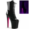 Pleaser XTREME-1020TT - Blk Pat/Blk-Neon H. Pink Exotic Dancing