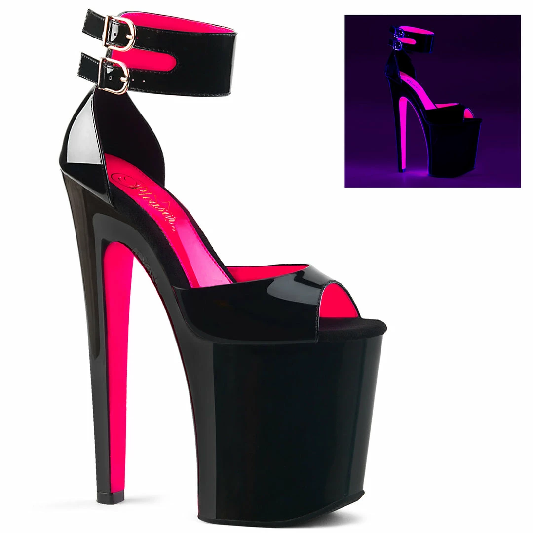 Pleaser XTREME-875TT - Blk Pat-Neon H. Pink/Blk 3 Pleaser XTREME-875TT - Blk Pat-Neon H. Pink/Blk